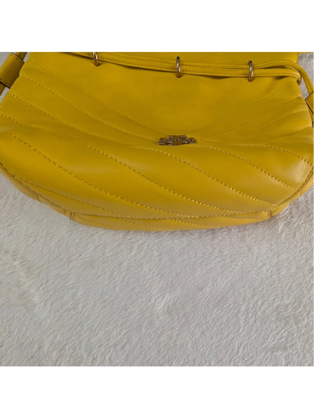 Tory Burch Kira Chevron Yellow Mini Bucket Bag - Flaws